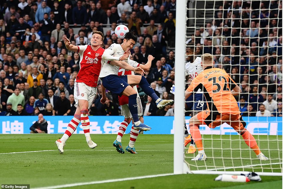 Tottenham were awarded the penalty after Cedric Soares committed a clumsy foul on Tottenham's star striker, Son (above)