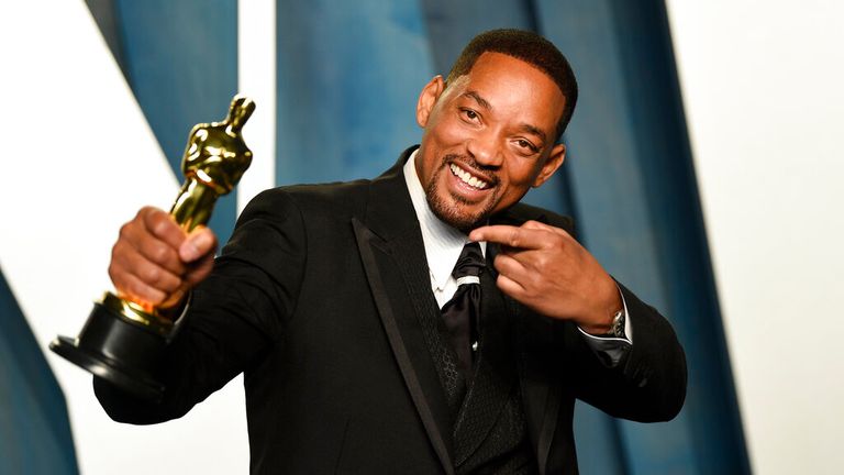 Will Smith at the Vanity Fair Oscar Party. Pic: Evan Agostini/Invision/AP
