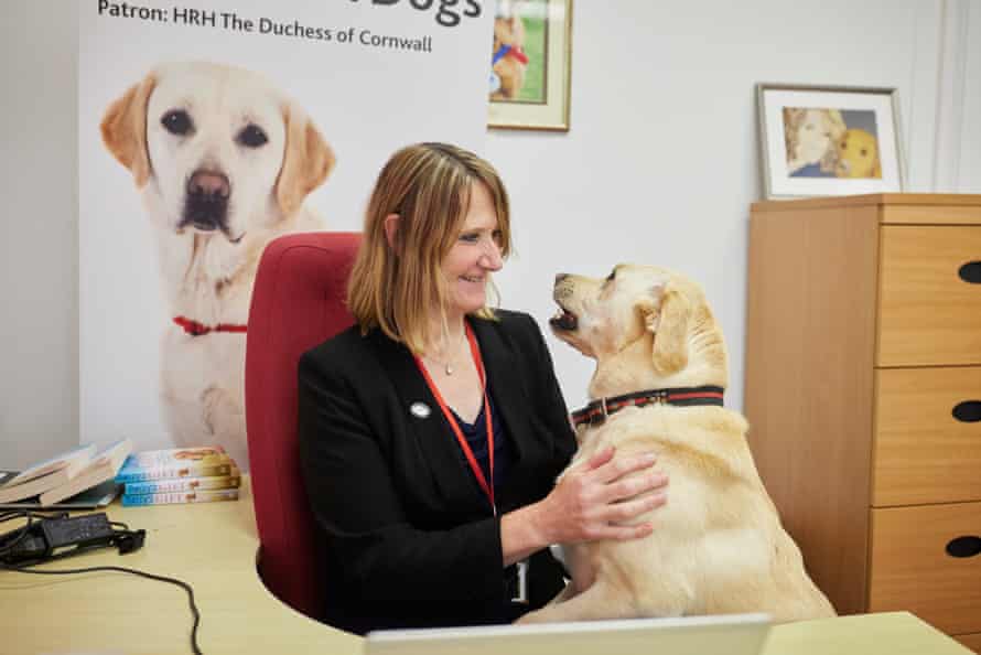 Dr Claire Guest, CEO of Medical Detection Dogs with her dog Tala, 3, a medical detection dog.