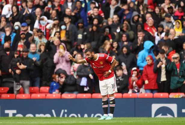 Bruno Fernandes takes a bow after scoring