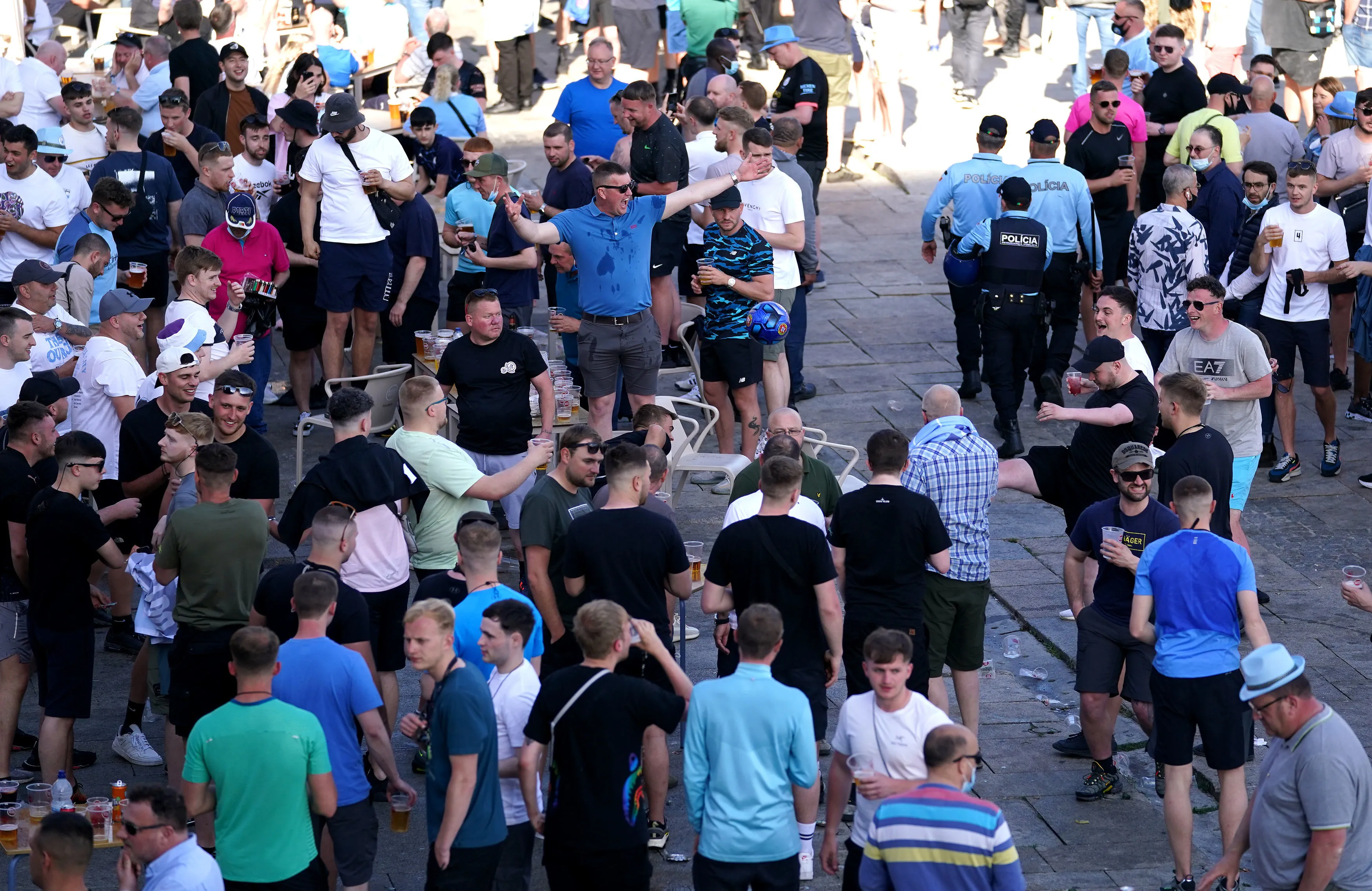 Fans kick chairs and throw beer ahead of the big game