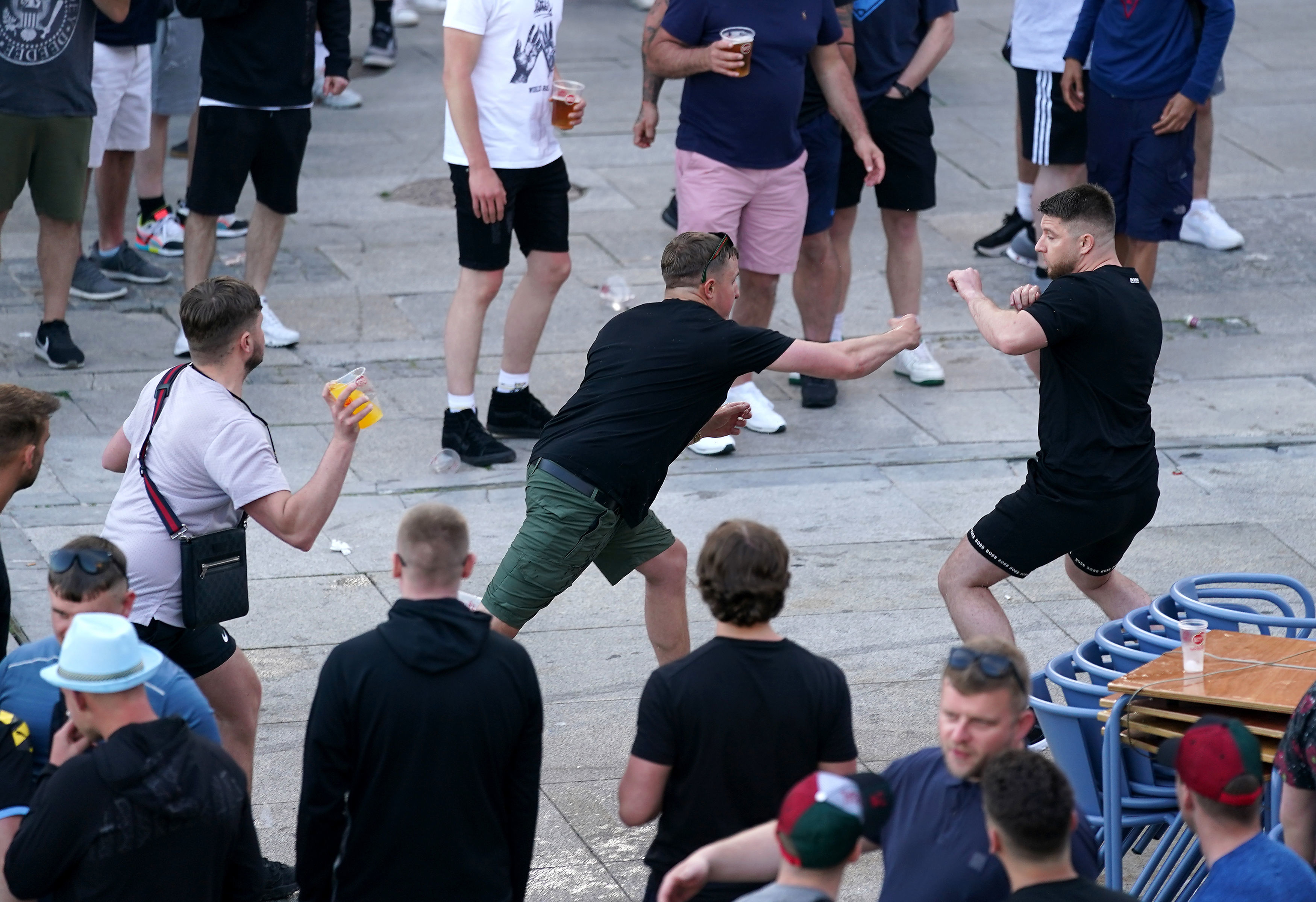 City and Chelsea fans brawl in Porto ahead of the Champions League final