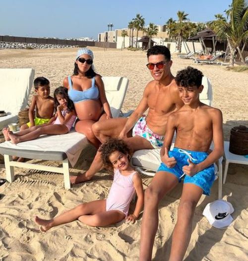 Ronaldo with partner Georgina Rodriguez and four children prior to the birth of their latest addition