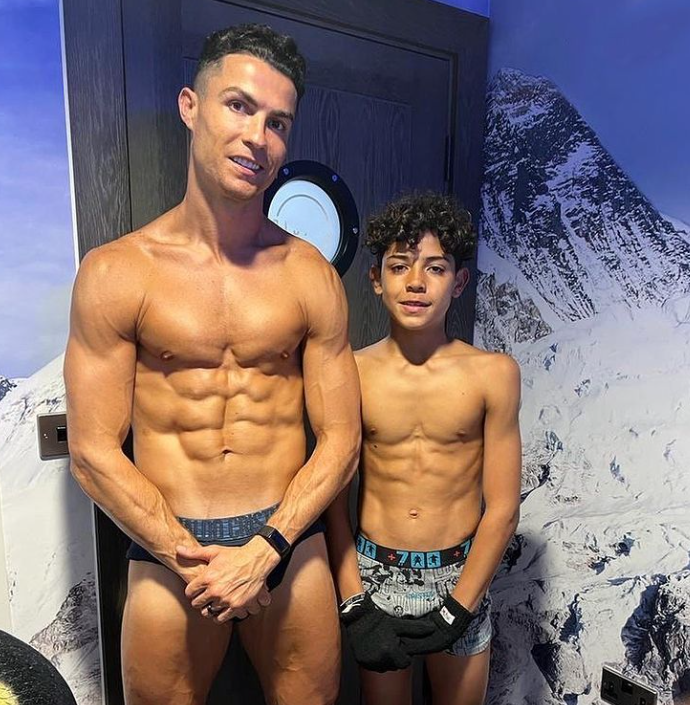 Ronaldo and son Cristiano jr spent some time in the cryotherapy chamber recovering from a workout